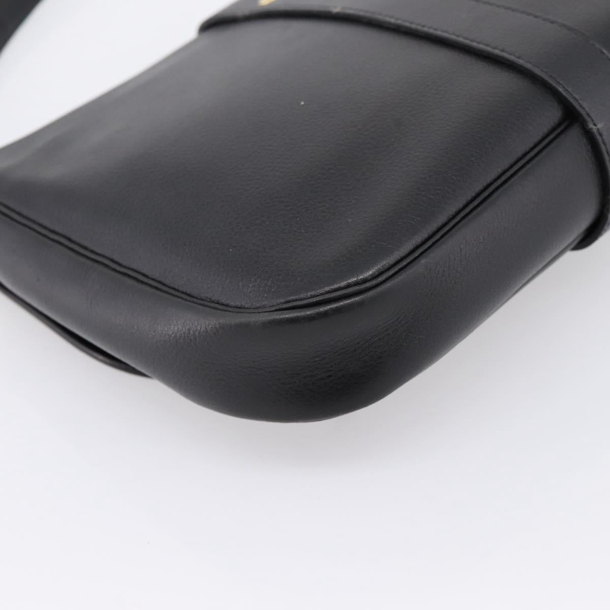 Christian Dior Shoulder Bag Leather Black Gold Auth 203420