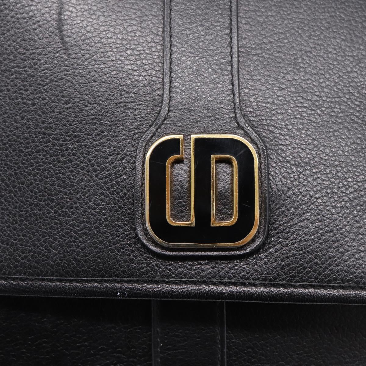 Christian Dior Shoulder Bag Leather Black Gold Auth 203420