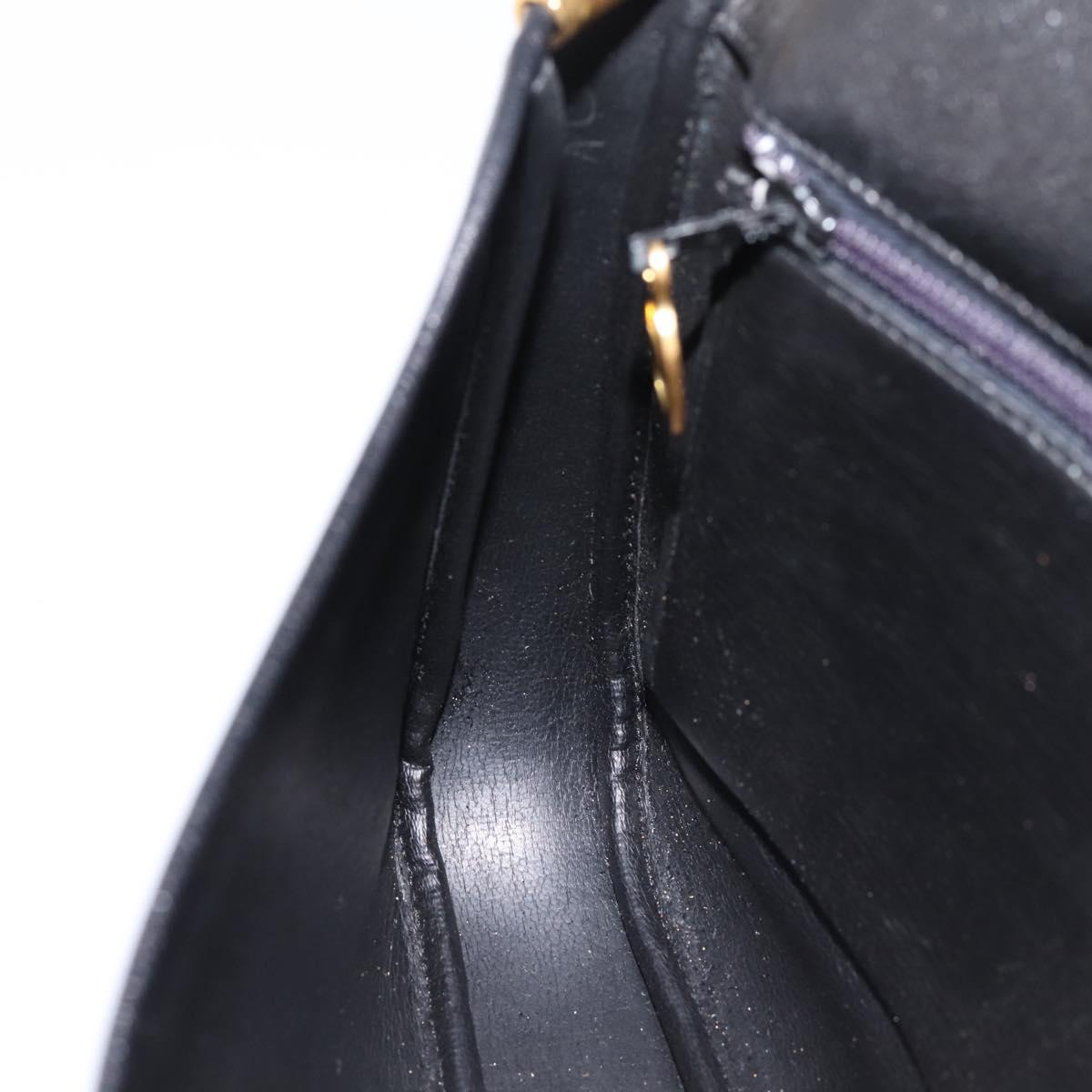 Christian Dior Shoulder Bag Leather Black Gold Auth 203420