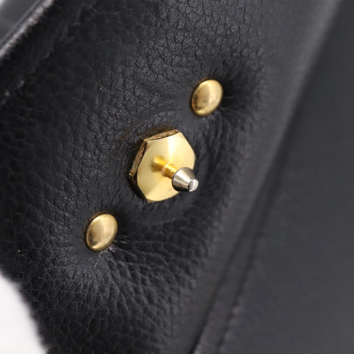 Christian Dior Shoulder Bag Leather Black Gold Auth 203420