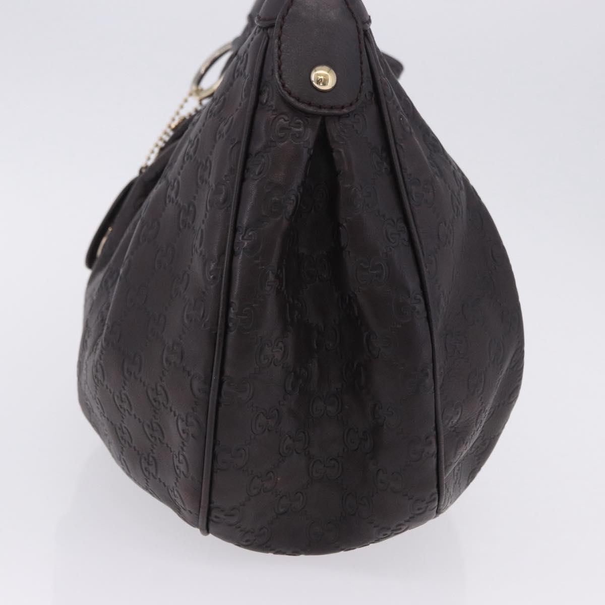 GUCCI GG Canvas Guccissima Sukey Bag Leather Dark Brown Gold 232955 Auth 203423V