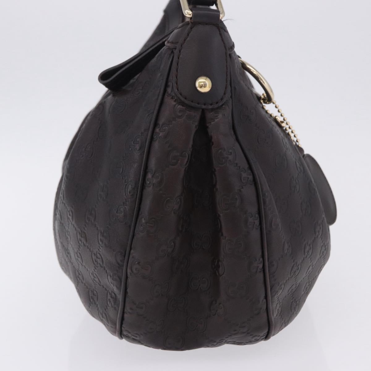 GUCCI GG Canvas Guccissima Sukey Bag Leather Dark Brown Gold 232955 Auth 203423V