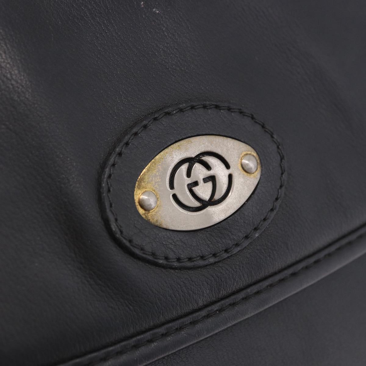 GUCCI Shoulder Bag Leather Black Gold 007 49 5548 Auth 203424