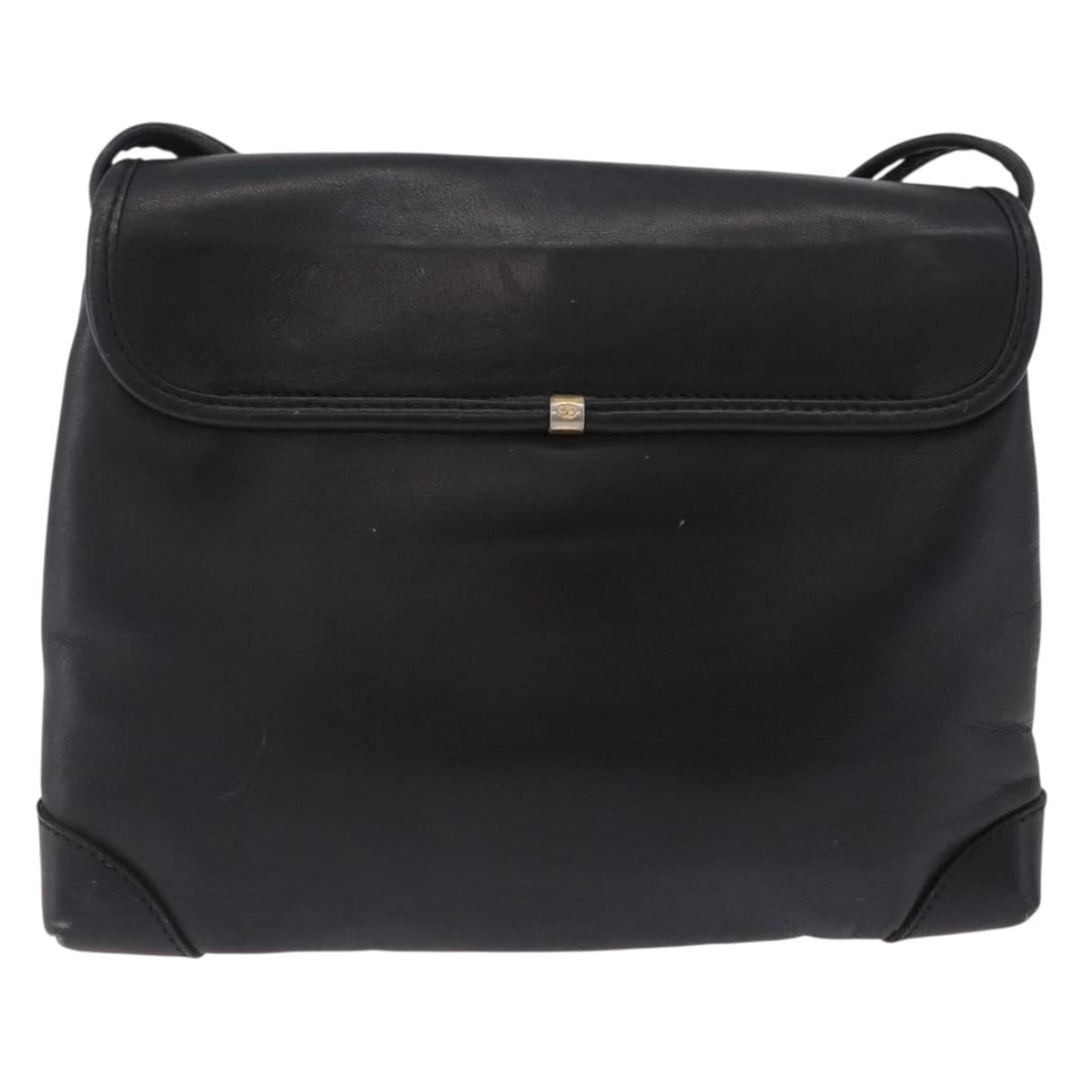 GUCCI Shoulder Bag Leather Black Gold 007 49 5548 Auth 203424