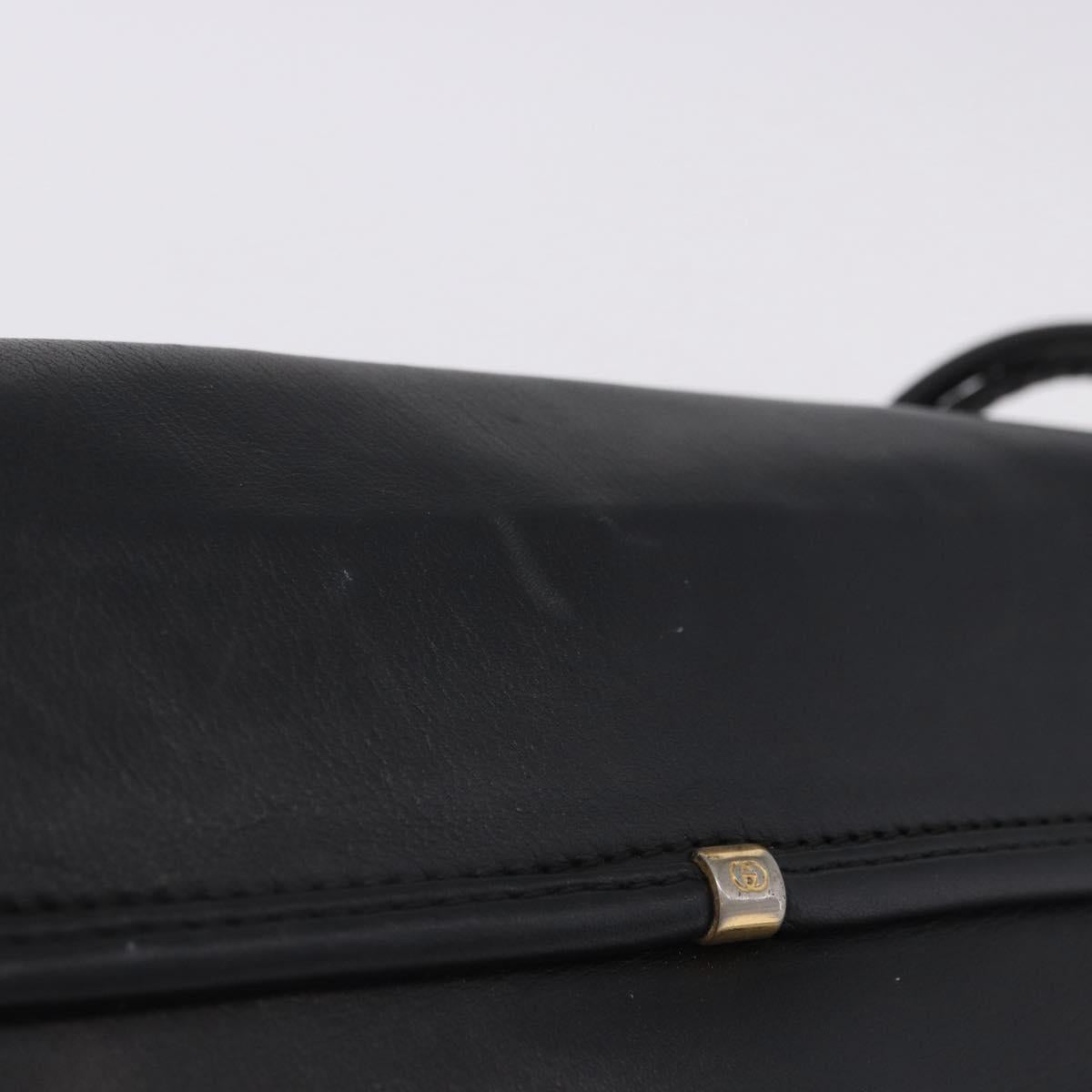 GUCCI Shoulder Bag Leather Black Gold 007 49 5548 Auth 203424