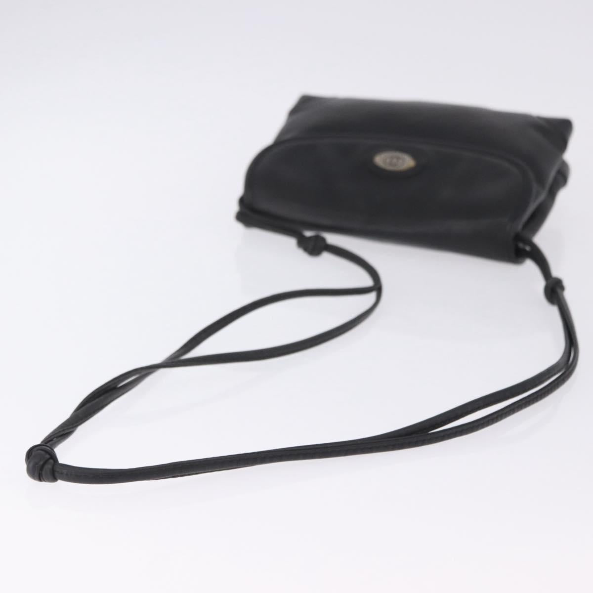 GUCCI Shoulder Bag Leather Black Gold 007 49 5548 Auth 203424