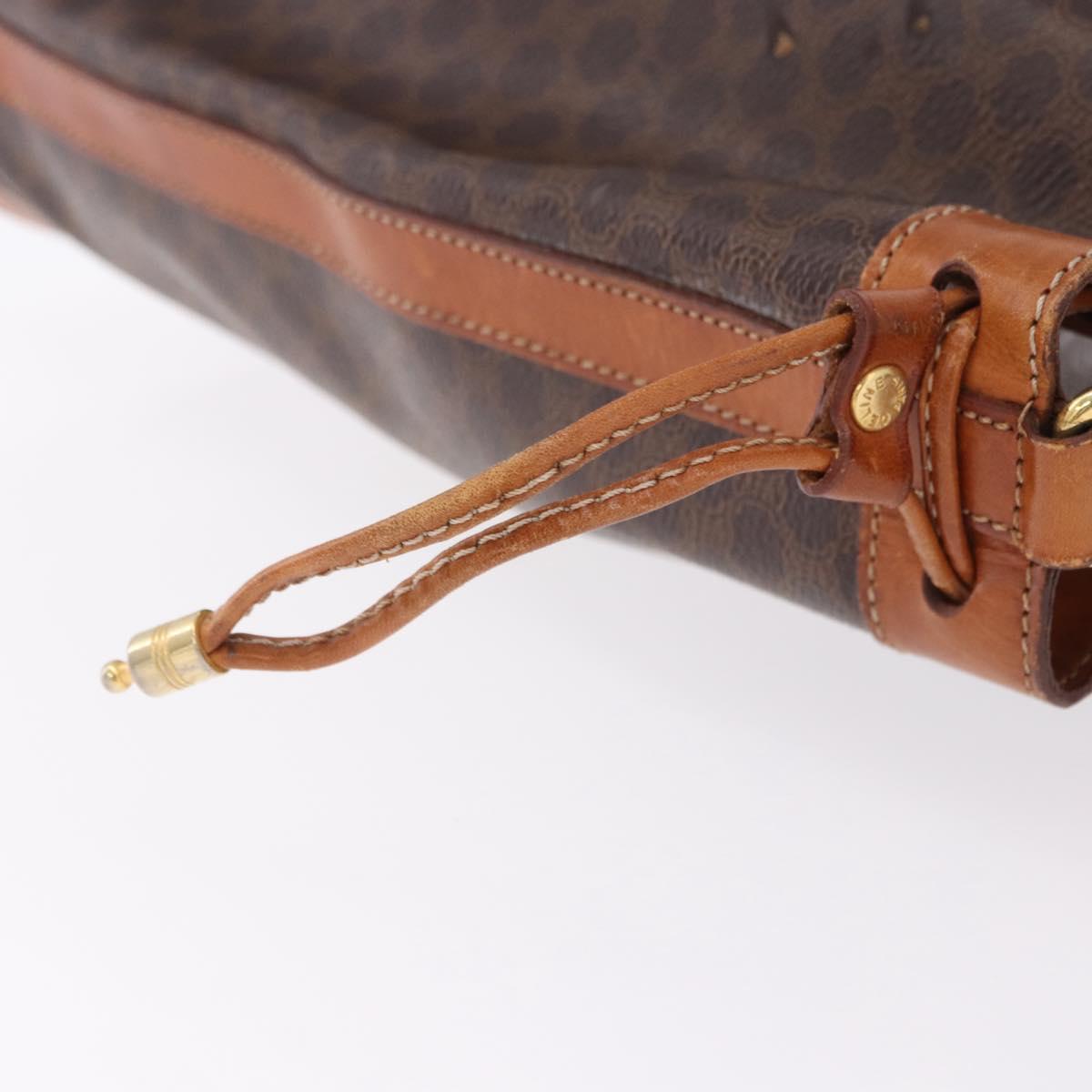 CELINE Macadam Canvas Shoulder Bag PVC Leather Brown Gold Auth 203425