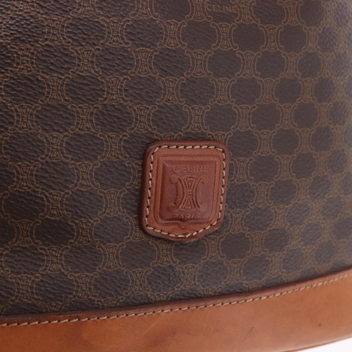 CELINE Macadam Canvas Shoulder Bag PVC Leather Brown Gold Auth 203425