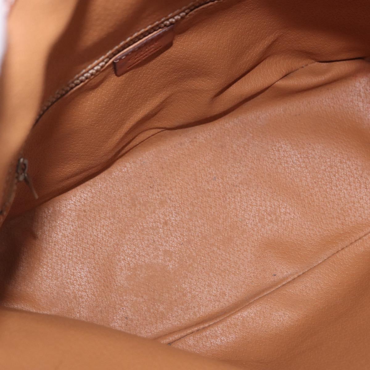 CELINE Macadam Canvas Shoulder Bag PVC Leather Brown Gold Auth 203425