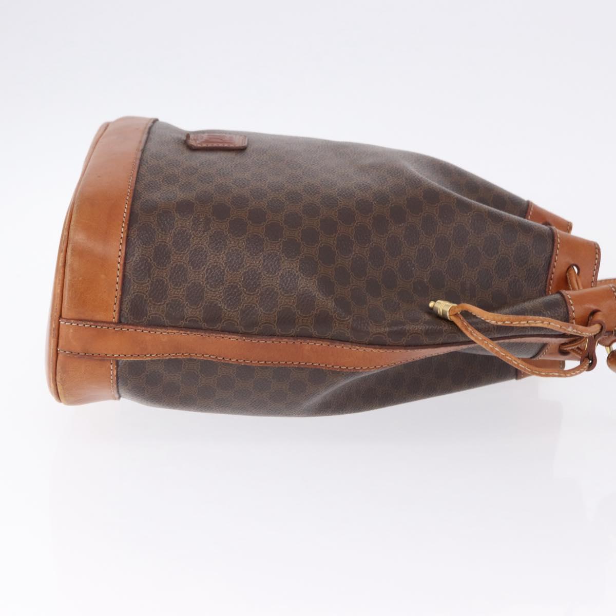CELINE Macadam Canvas Shoulder Bag PVC Leather Brown Gold Auth 203425