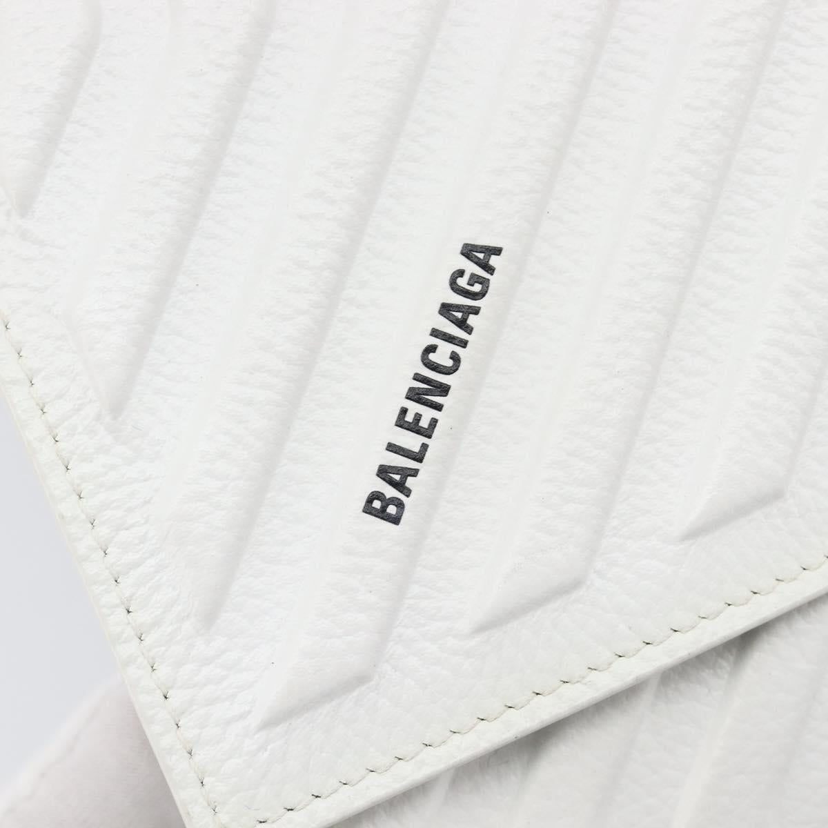 BALENCIAGA Car Phone Holder Bag Leather White Silver 693544 Auth 203426V