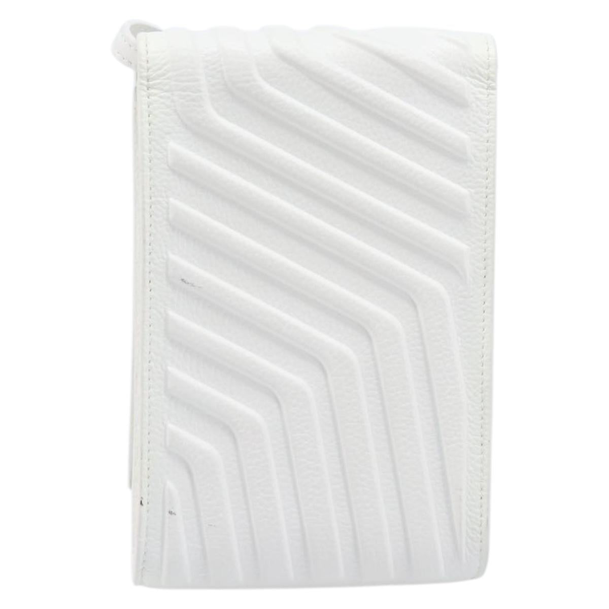 BALENCIAGA Car Phone Holder Bag Leather White Silver 693544 Auth 203426V