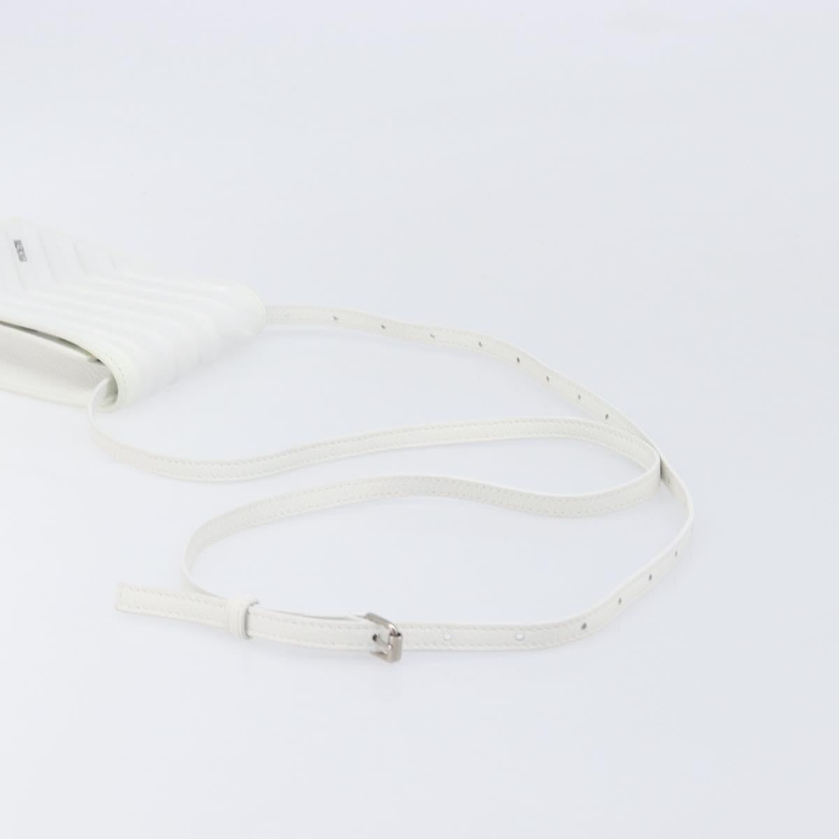 BALENCIAGA Car Phone Holder Bag Leather White Silver 693544 Auth 203426V