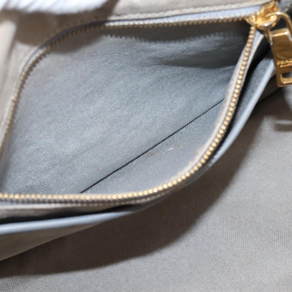 PRADA Canapa MM Hand Bag Canvas Gray Gold Auth 203427