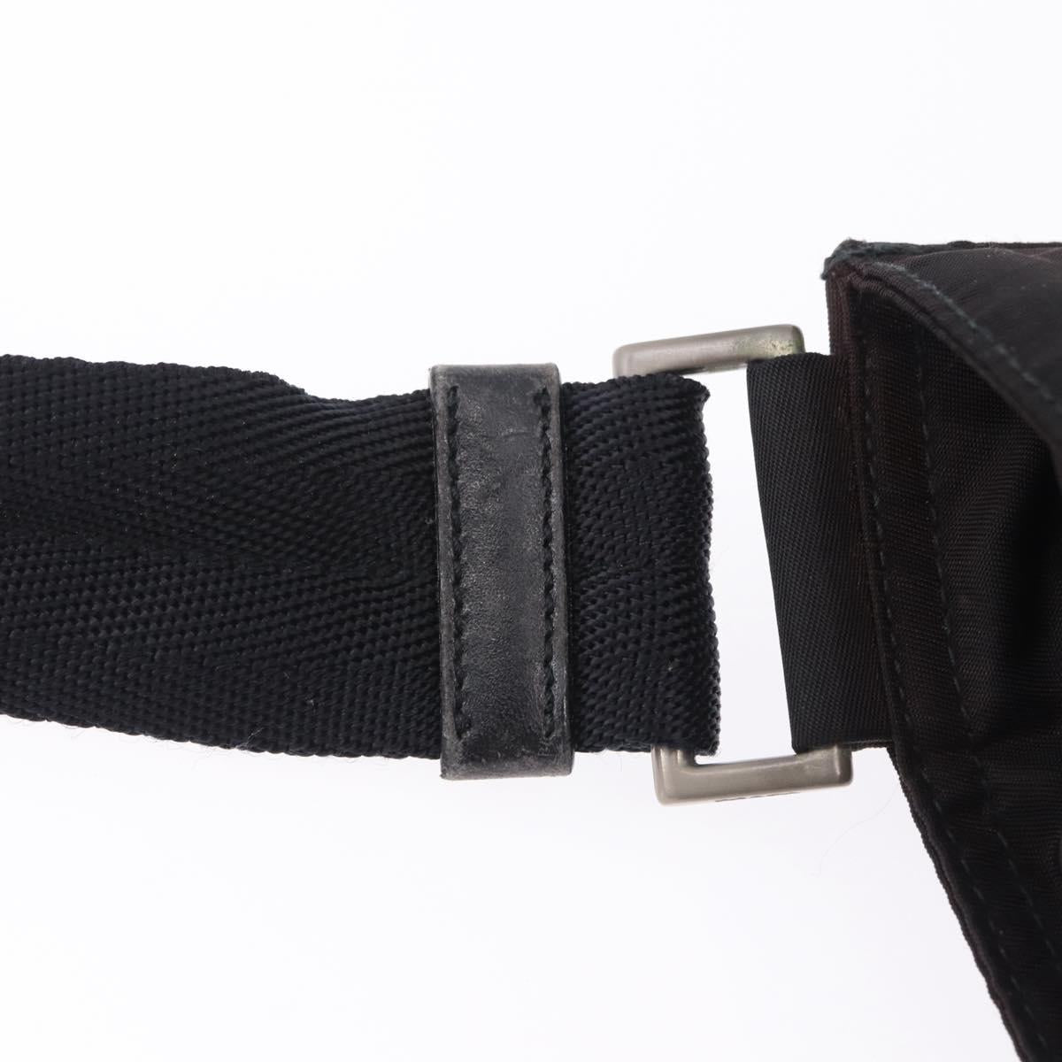 PRADA Shoulder Bag Nylon Black Silver Auth 203431