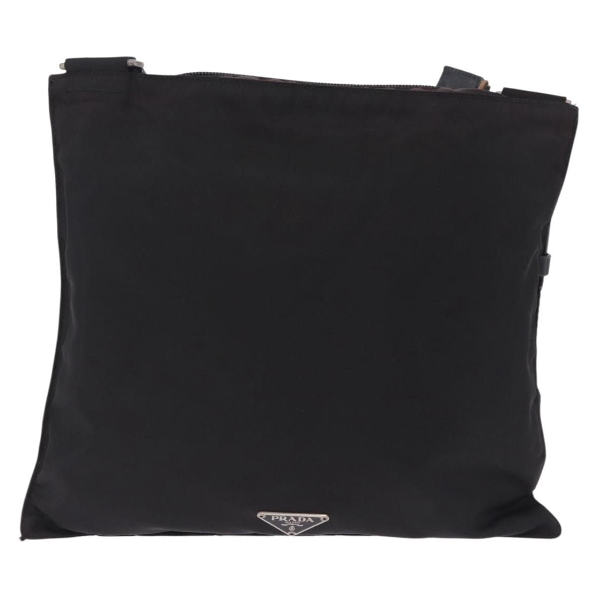 PRADA Shoulder Bag Nylon Black Silver Auth 203431