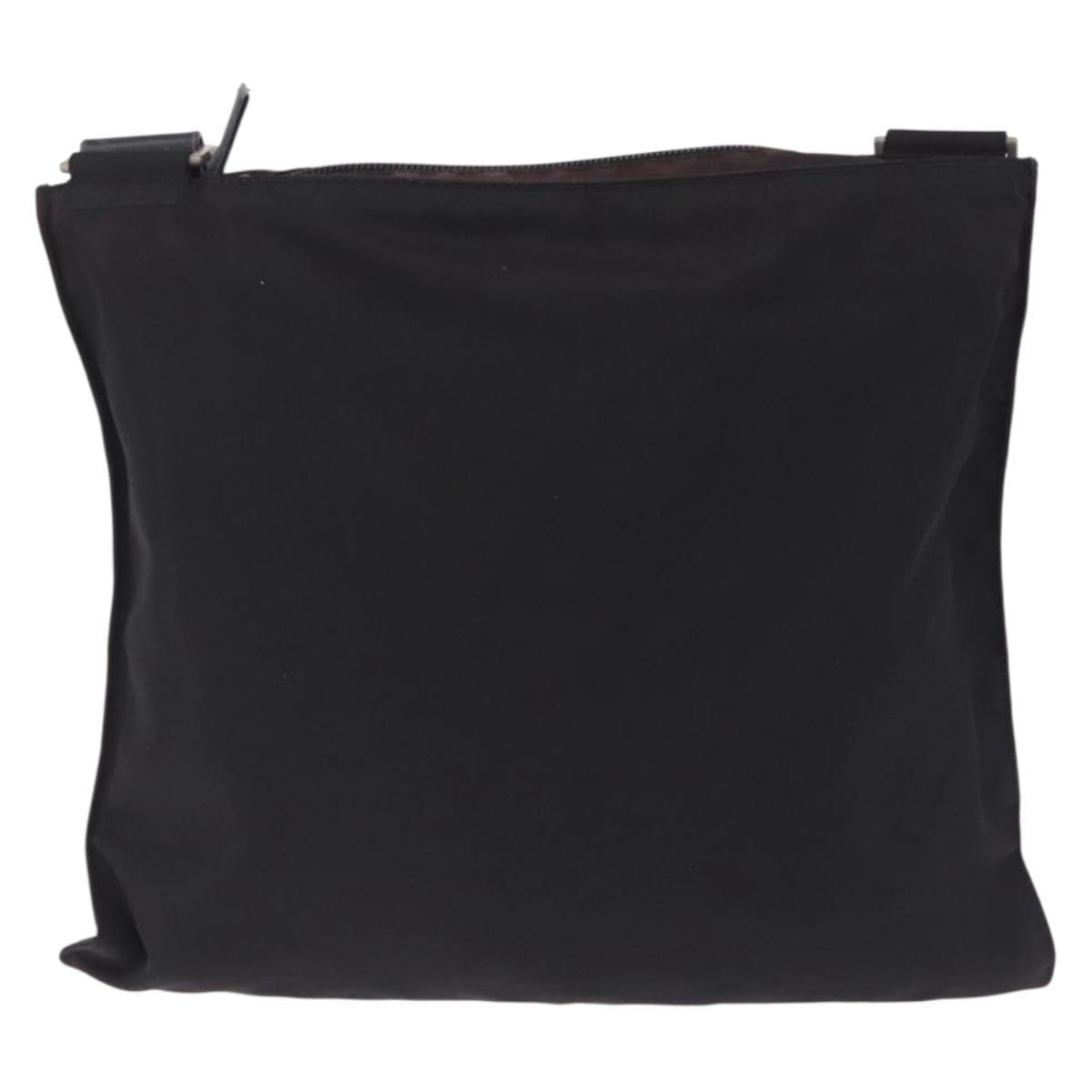PRADA Shoulder Bag Nylon Black Silver Auth 203431