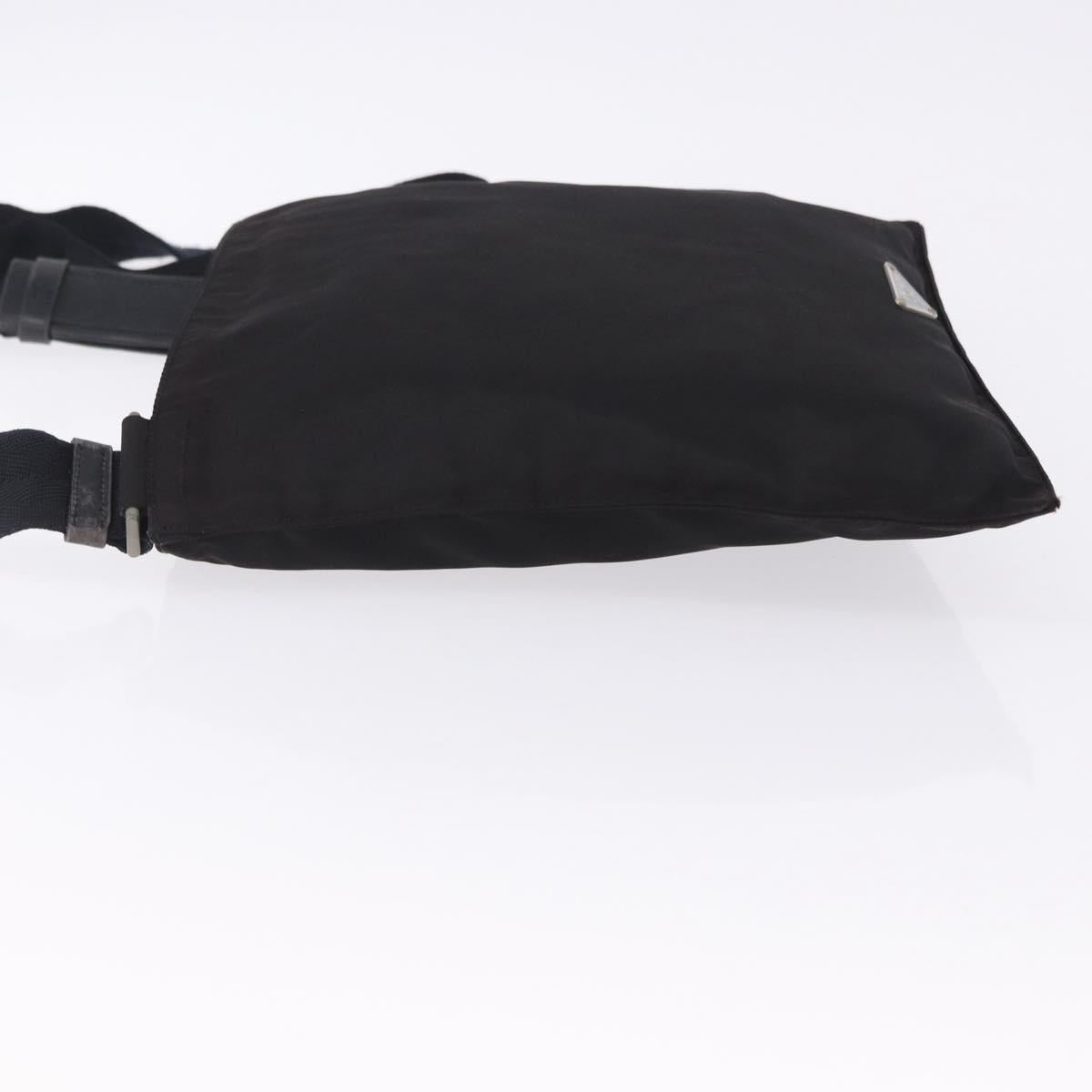 PRADA Shoulder Bag Nylon Black Silver Auth 203431