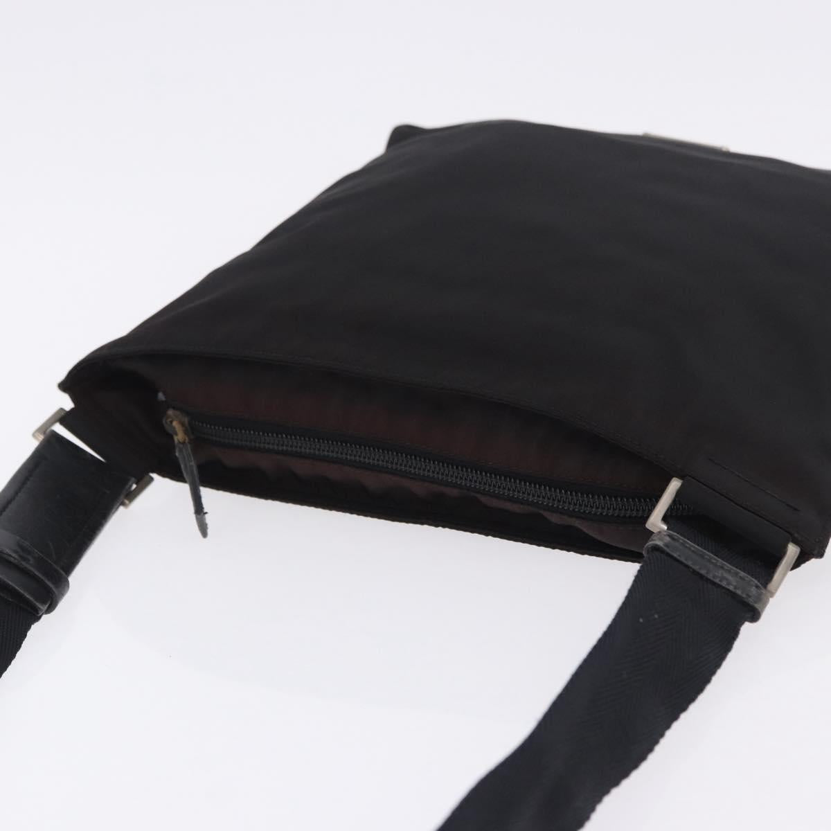PRADA Shoulder Bag Nylon Black Silver Auth 203431