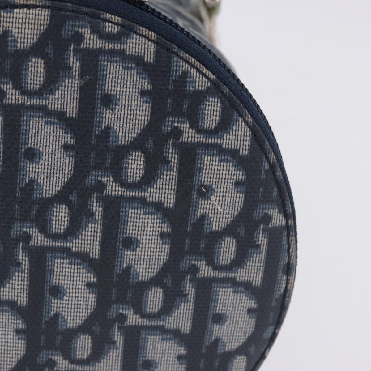 Christian Dior Trotter Canvas Boston Bag Nylon Navy Silver Auth 203434