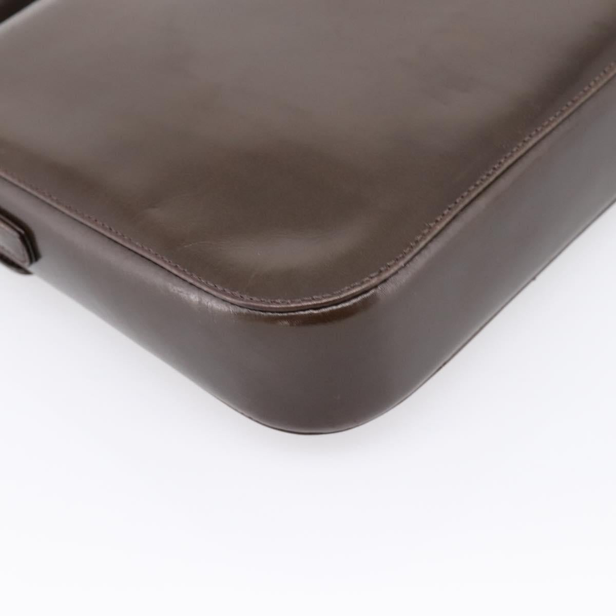 PRADA Shoulder Bag Leather Brown Silver Auth 203436A