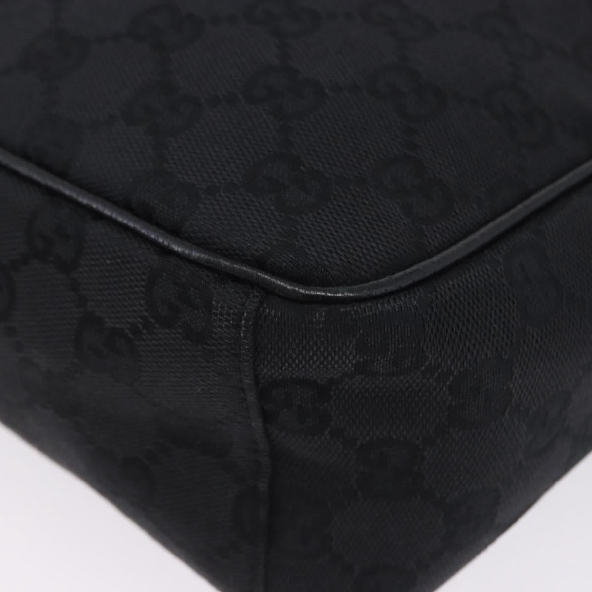 GUCCI GG Canvas Shoulder Bag Black Silver 03136 Auth 203437A