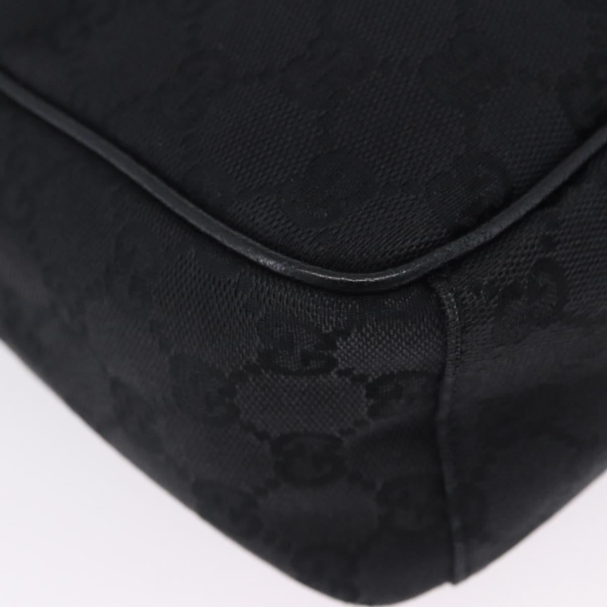 GUCCI GG Canvas Shoulder Bag Black Silver 03136 Auth 203437A