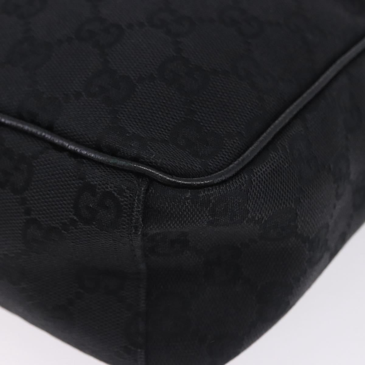 GUCCI GG Canvas Shoulder Bag Black Silver 03136 Auth 203437A
