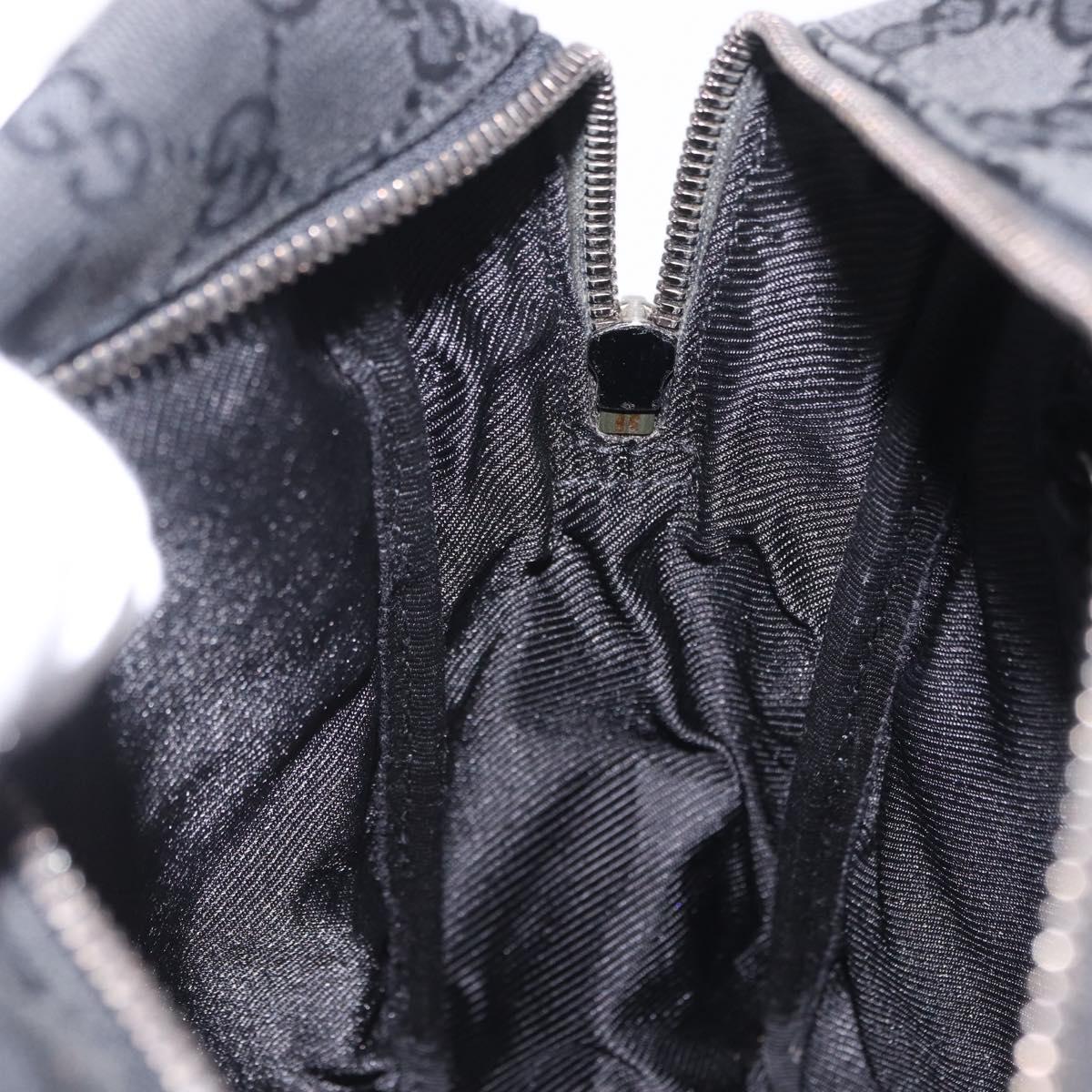 GUCCI GG Canvas Shoulder Bag Black Silver 03136 Auth 203437A