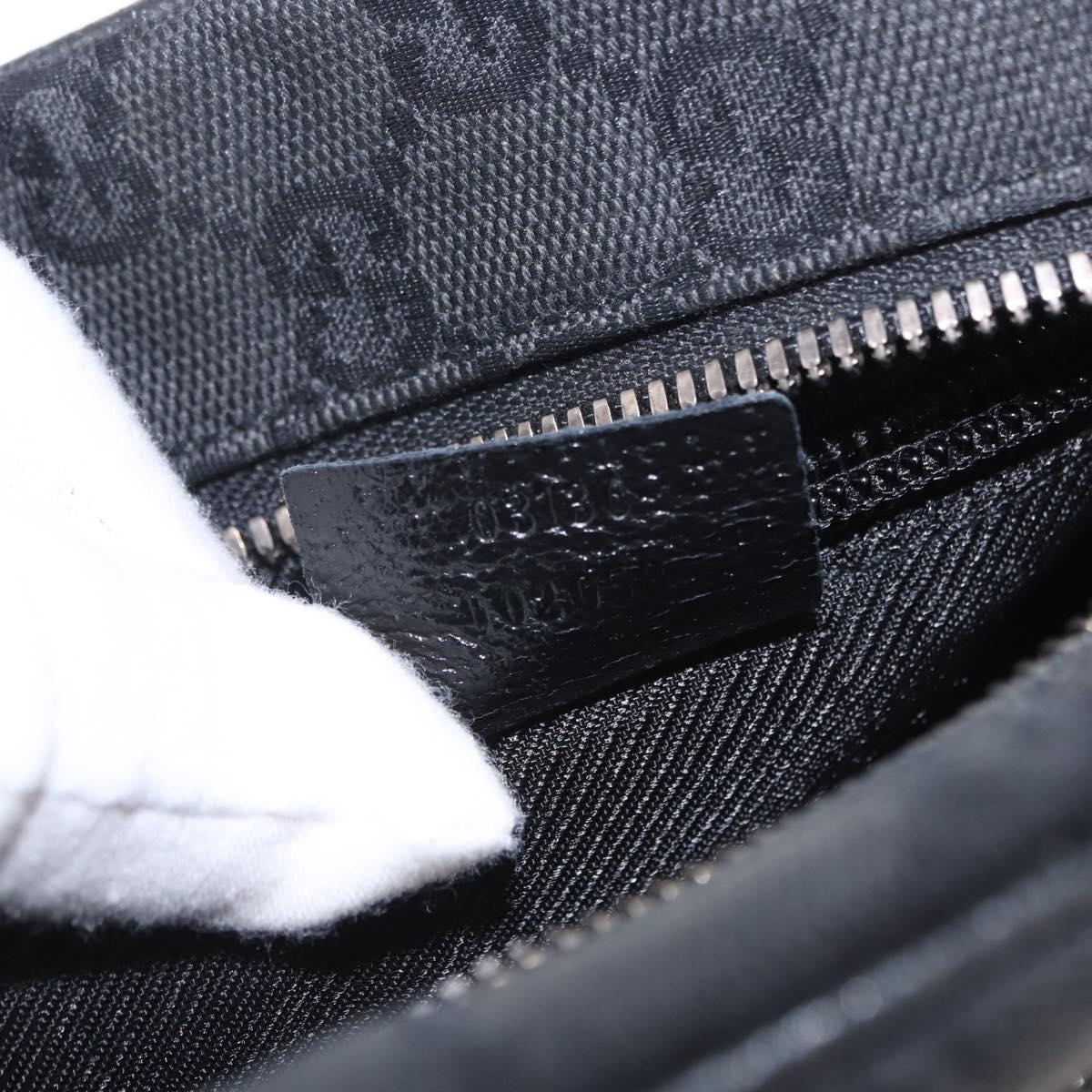 GUCCI GG Canvas Shoulder Bag Black Silver 03136 Auth 203437A