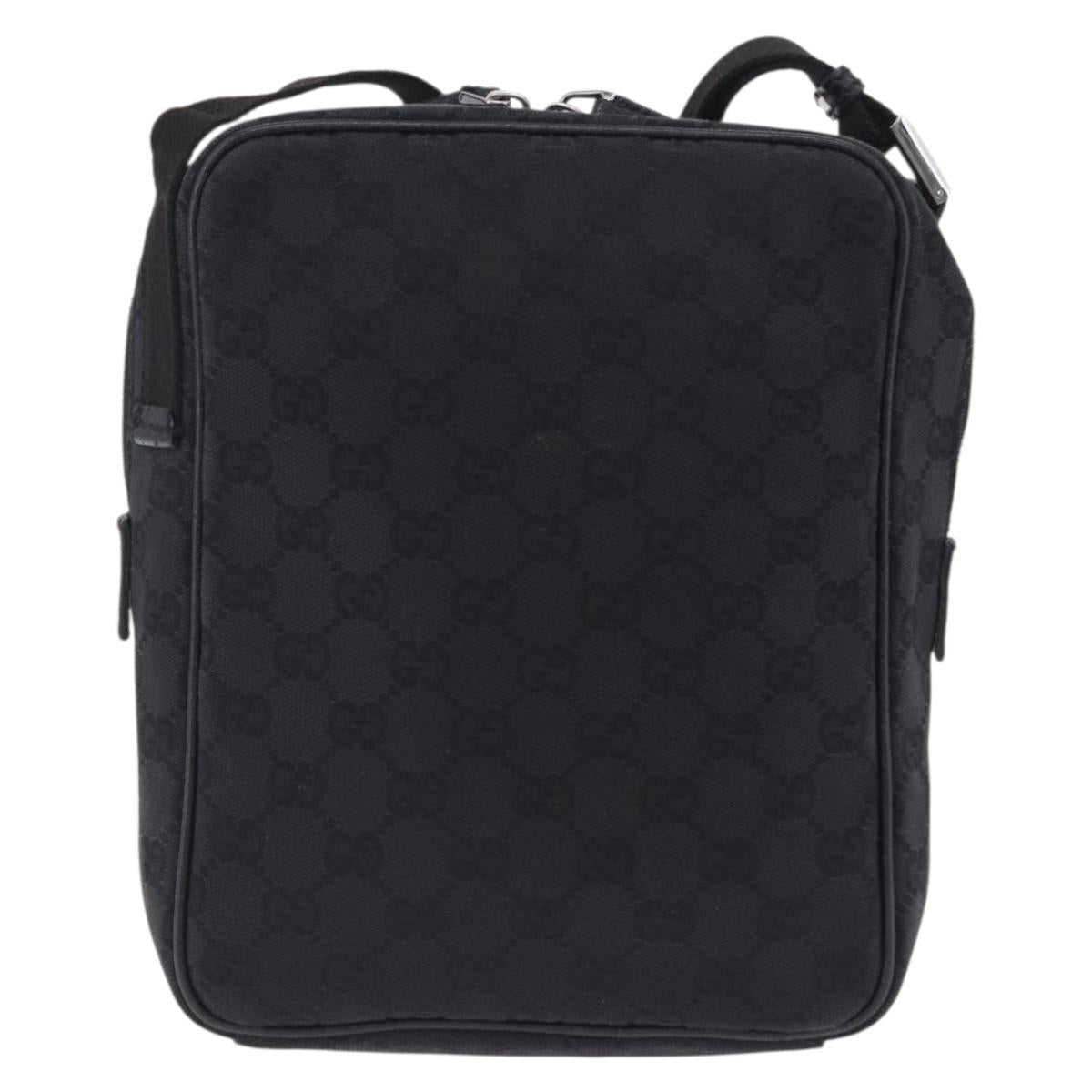 GUCCI GG Canvas Shoulder Bag Black Silver 03136 Auth 203437A
