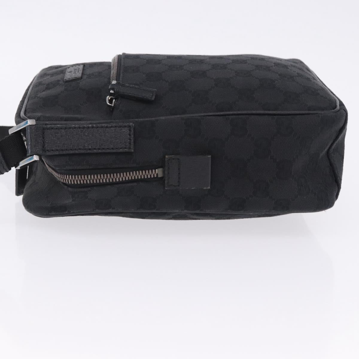 GUCCI GG Canvas Shoulder Bag Black Silver 03136 Auth 203437A