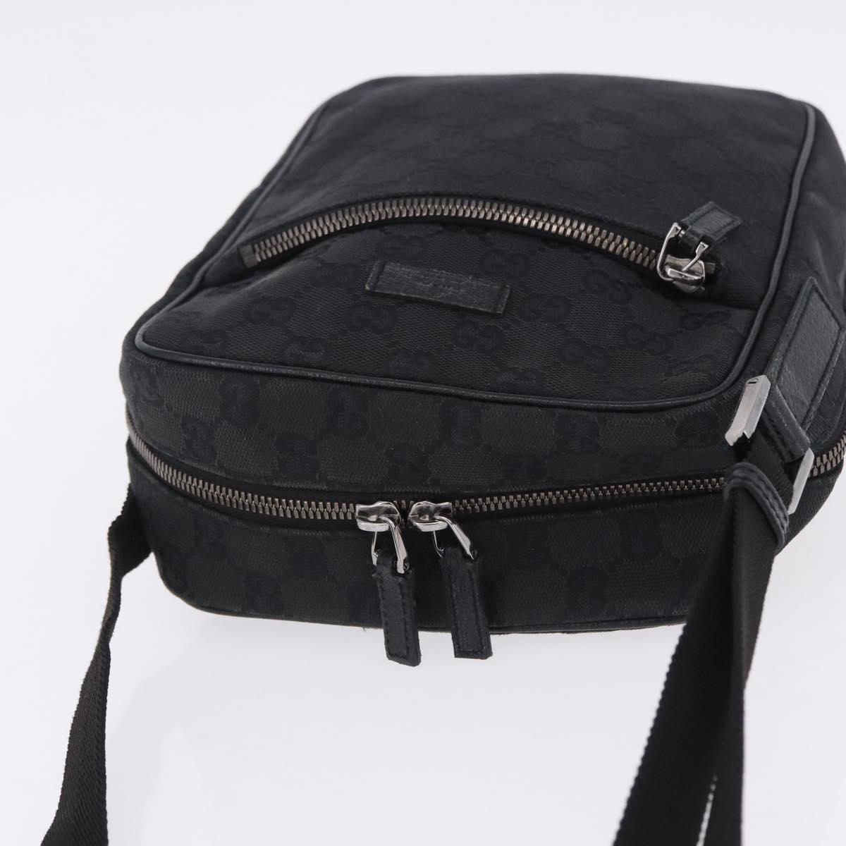 GUCCI GG Canvas Shoulder Bag Black Silver 03136 Auth 203437A
