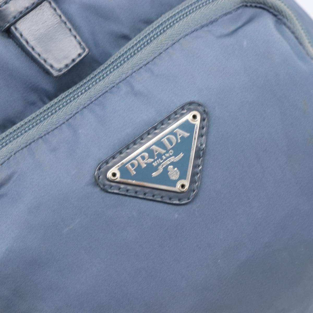 PRADA Backpack Nylon Light Blue Silver Auth 203438