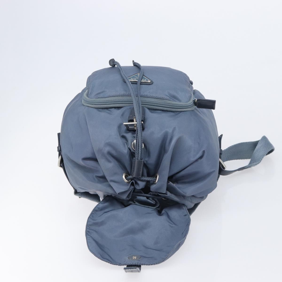 PRADA Backpack Nylon Light Blue Silver Auth 203438