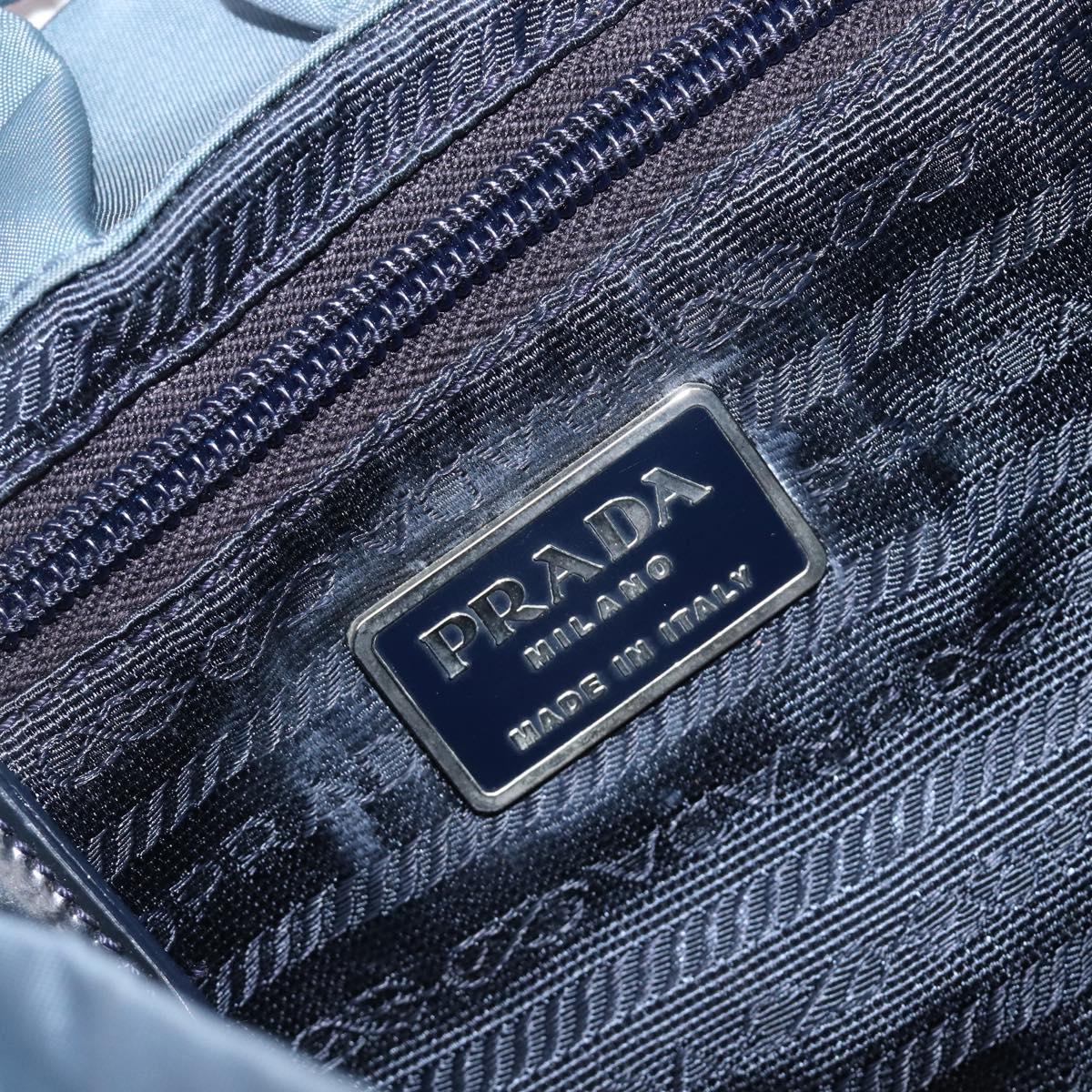 PRADA Backpack Nylon Light Blue Silver Auth 203438