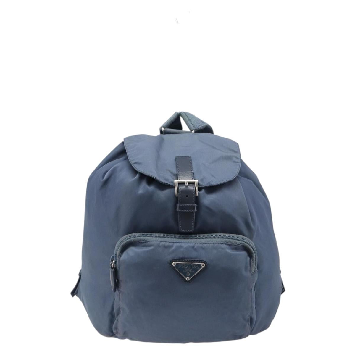 PRADA Backpack Nylon Light Blue Silver Auth 203438