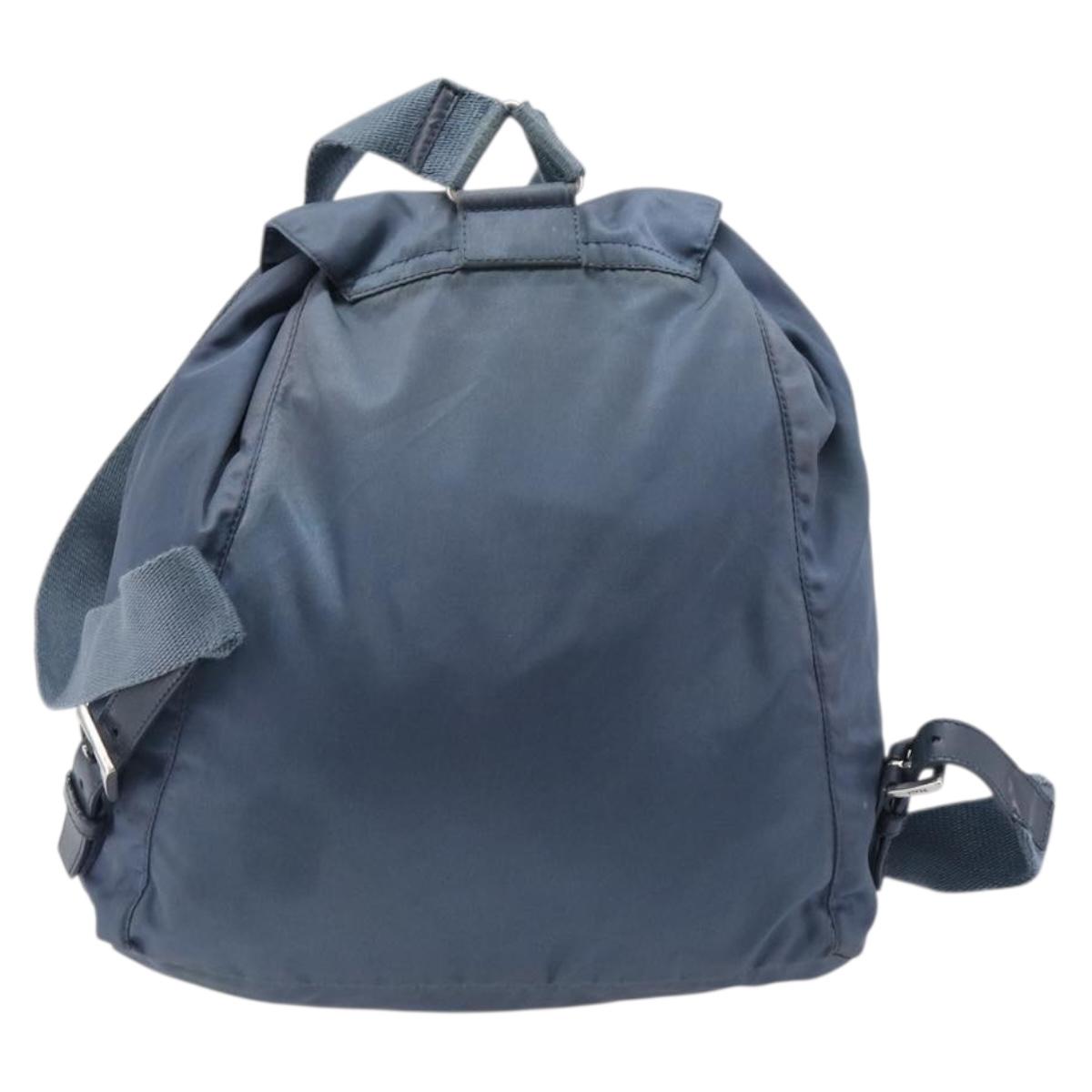 PRADA Backpack Nylon Light Blue Silver Auth 203438