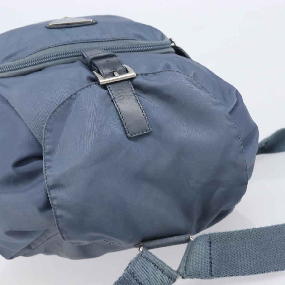 PRADA Backpack Nylon Light Blue Silver Auth 203438