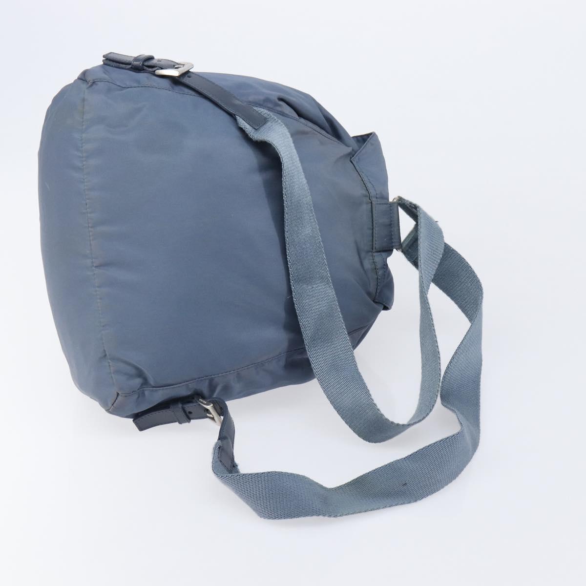 PRADA Backpack Nylon Light Blue Silver Auth 203438
