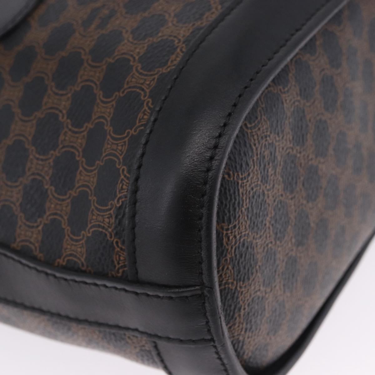 CELINE Macadam Canvas Tote Bag PVC Leather Black Gold Auth 203439V