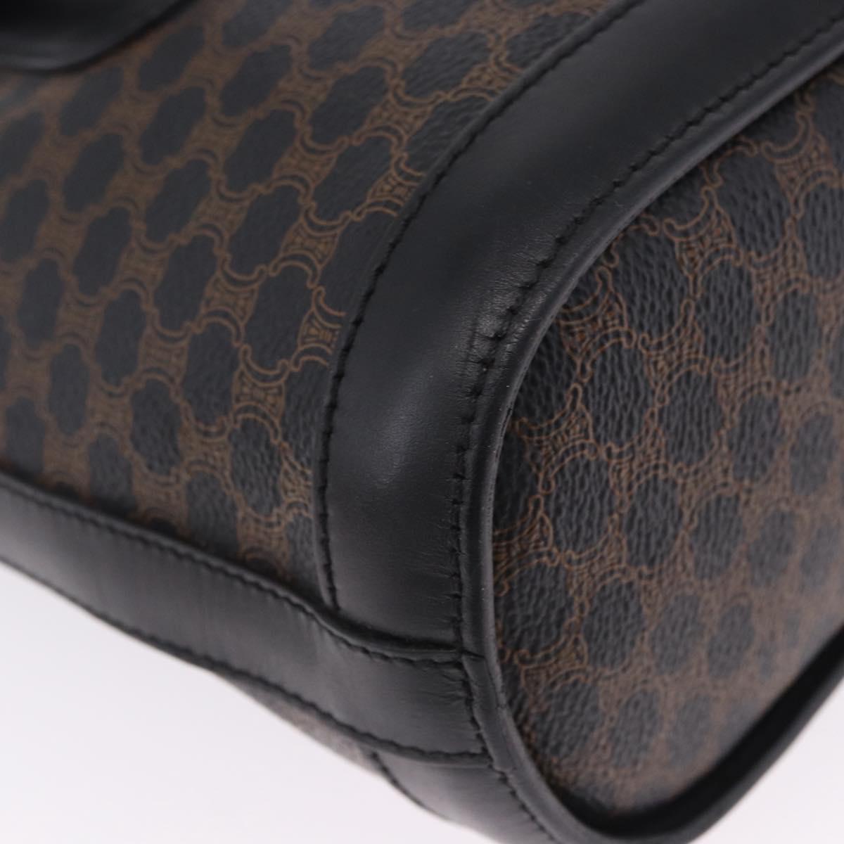 CELINE Macadam Canvas Tote Bag PVC Leather Black Gold Auth 203439V