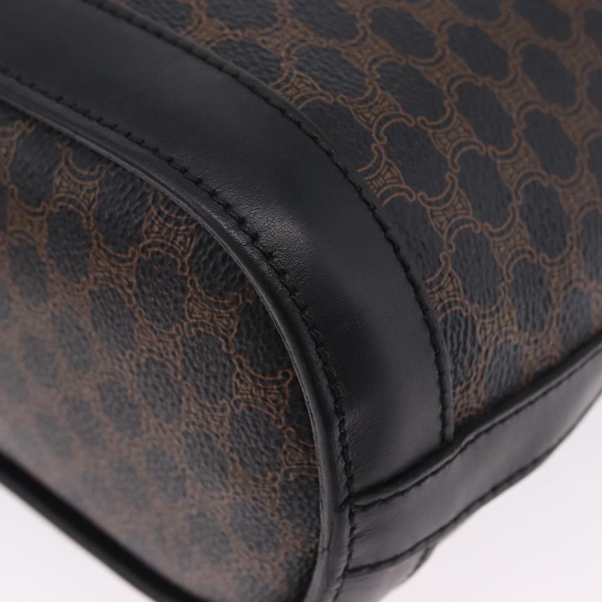 CELINE Macadam Canvas Tote Bag PVC Leather Black Gold Auth 203439V