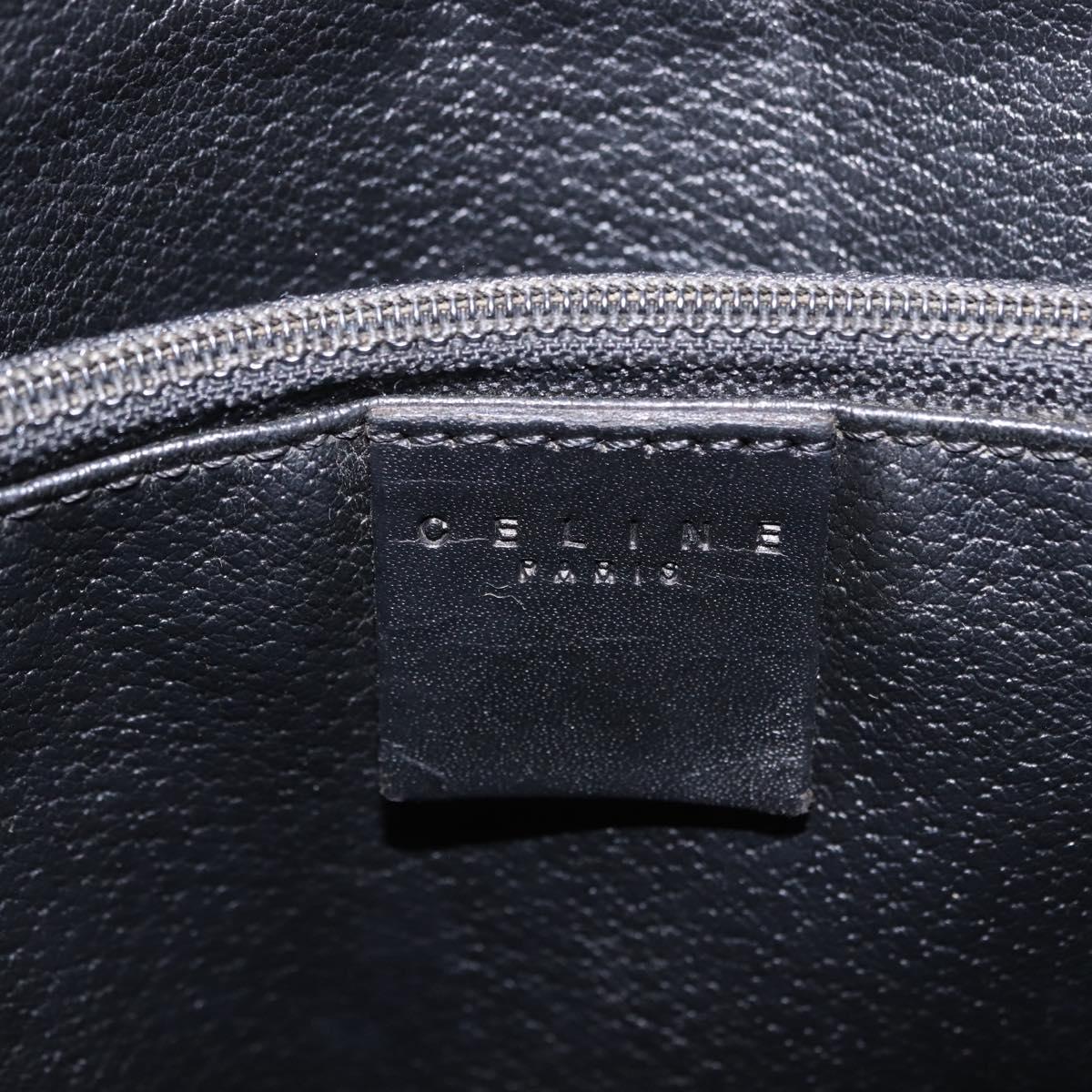 CELINE Macadam Canvas Tote Bag PVC Leather Black Gold Auth 203439V