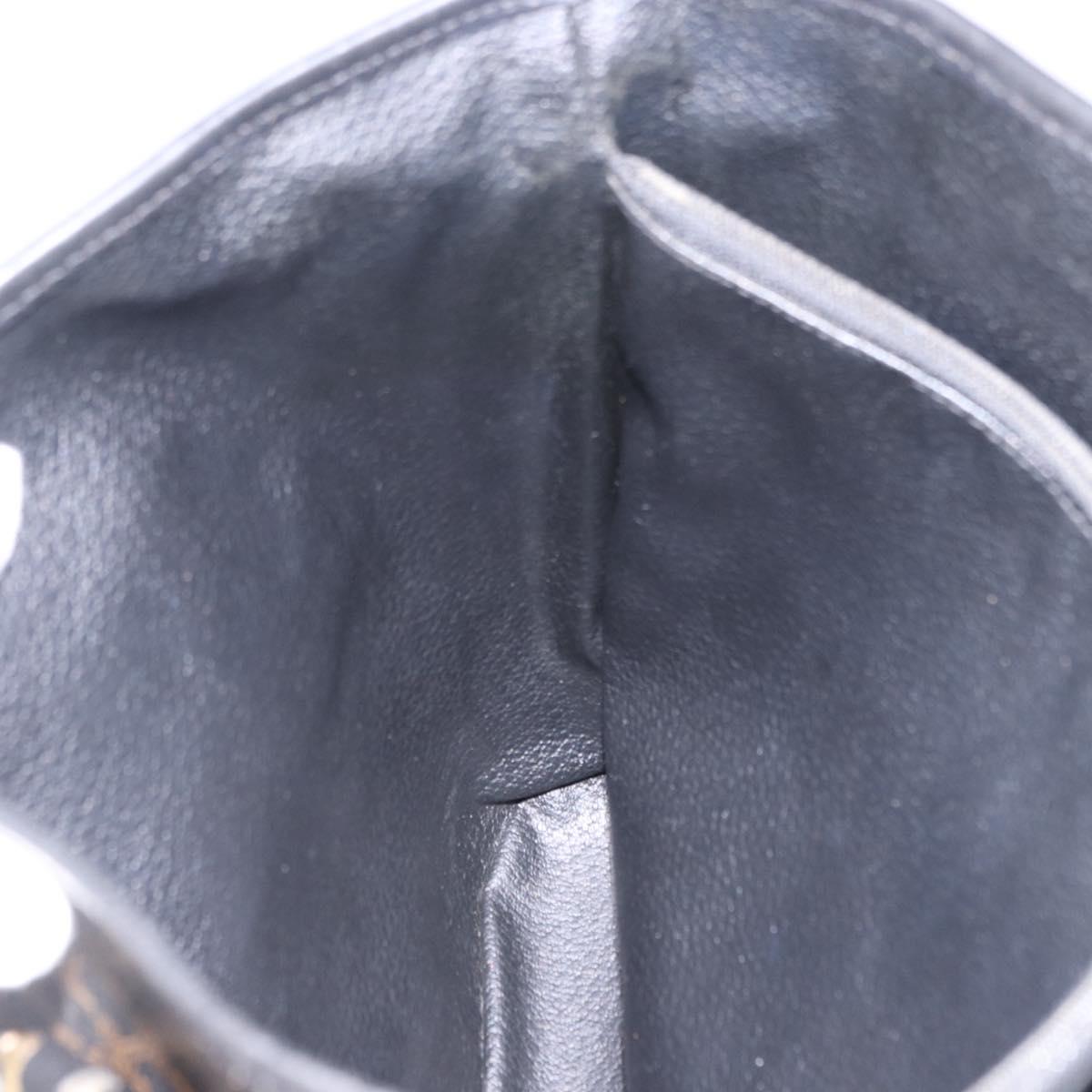 CELINE Macadam Canvas Tote Bag PVC Leather Black Gold Auth 203439V