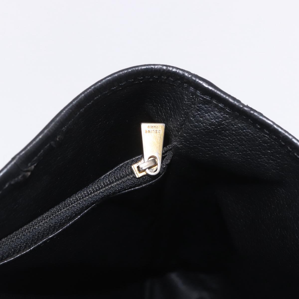 CELINE Macadam Canvas Tote Bag PVC Leather Black Gold Auth 203439V