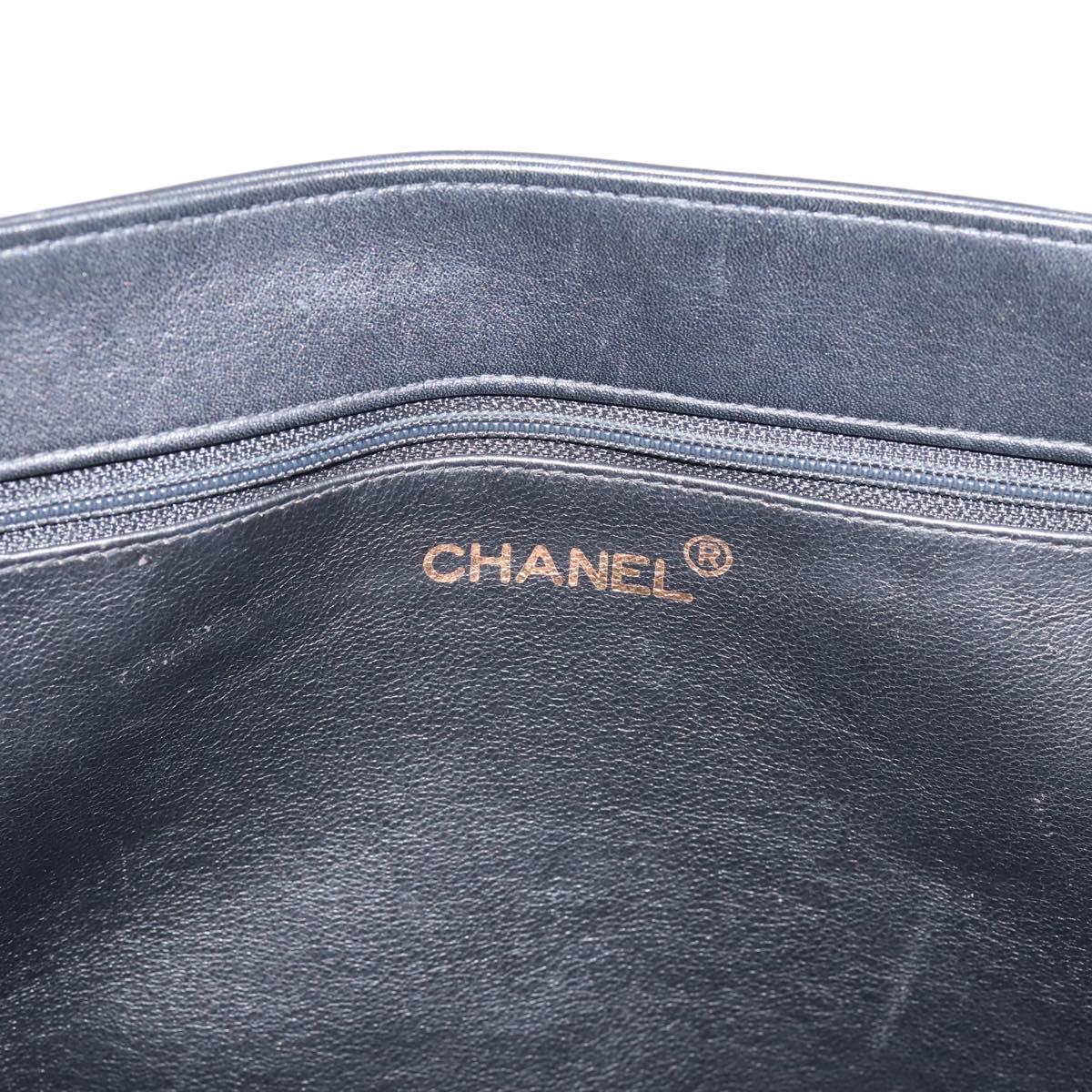 CHANEL COCO Mark Chain Shoulder Tote Bag Leather Black Gold CC Auth 203441V
