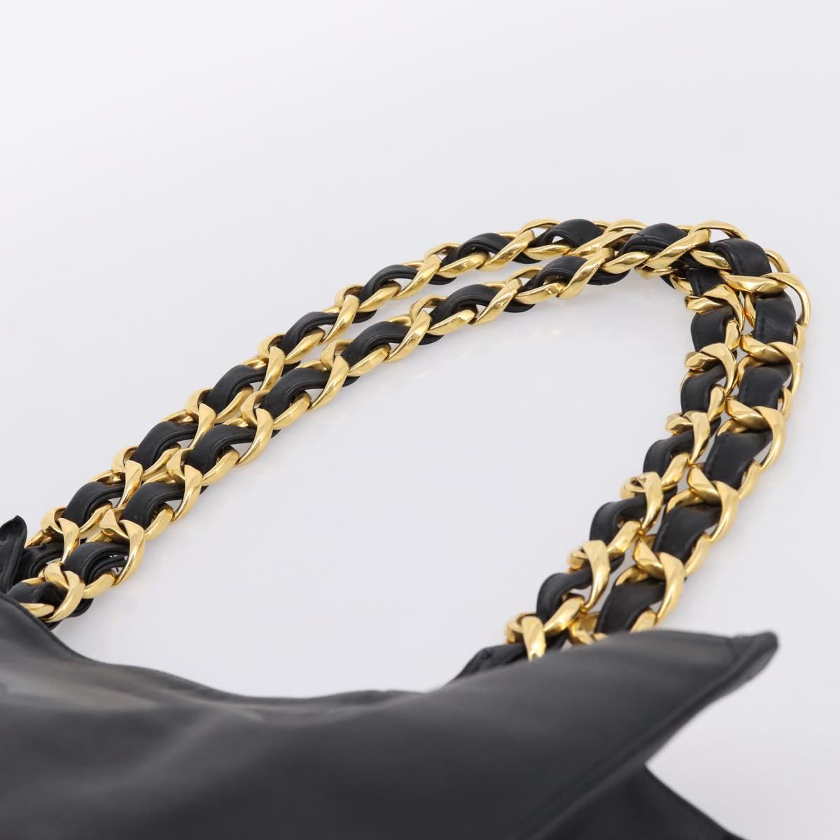 CHANEL COCO Mark Chain Shoulder Tote Bag Leather Black Gold CC Auth 203441V