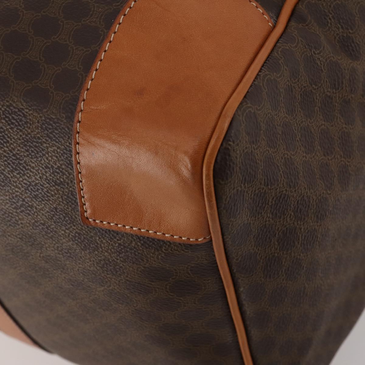 CELINE Macadam Canvas Boston Bag PVC Leather Brown Gold Auth 203442V