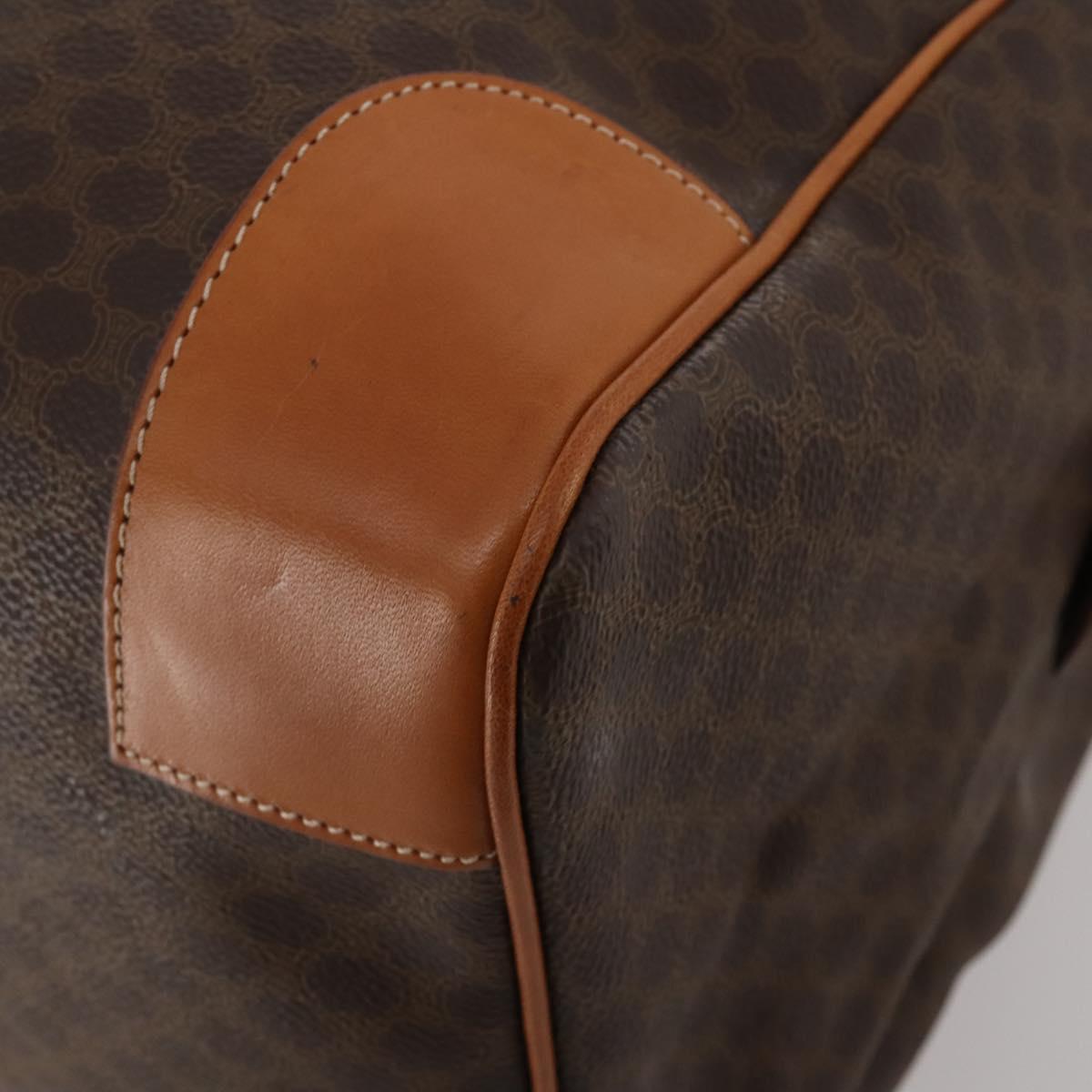 CELINE Macadam Canvas Boston Bag PVC Leather Brown Gold Auth 203442V